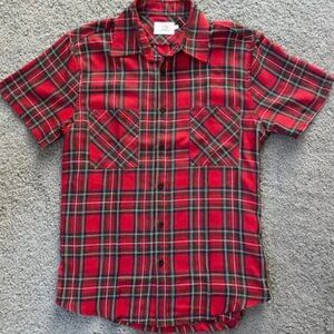 FOG - Fear of God Collection One Button Up Short Sleeve Plaid Side Zipper Shirt